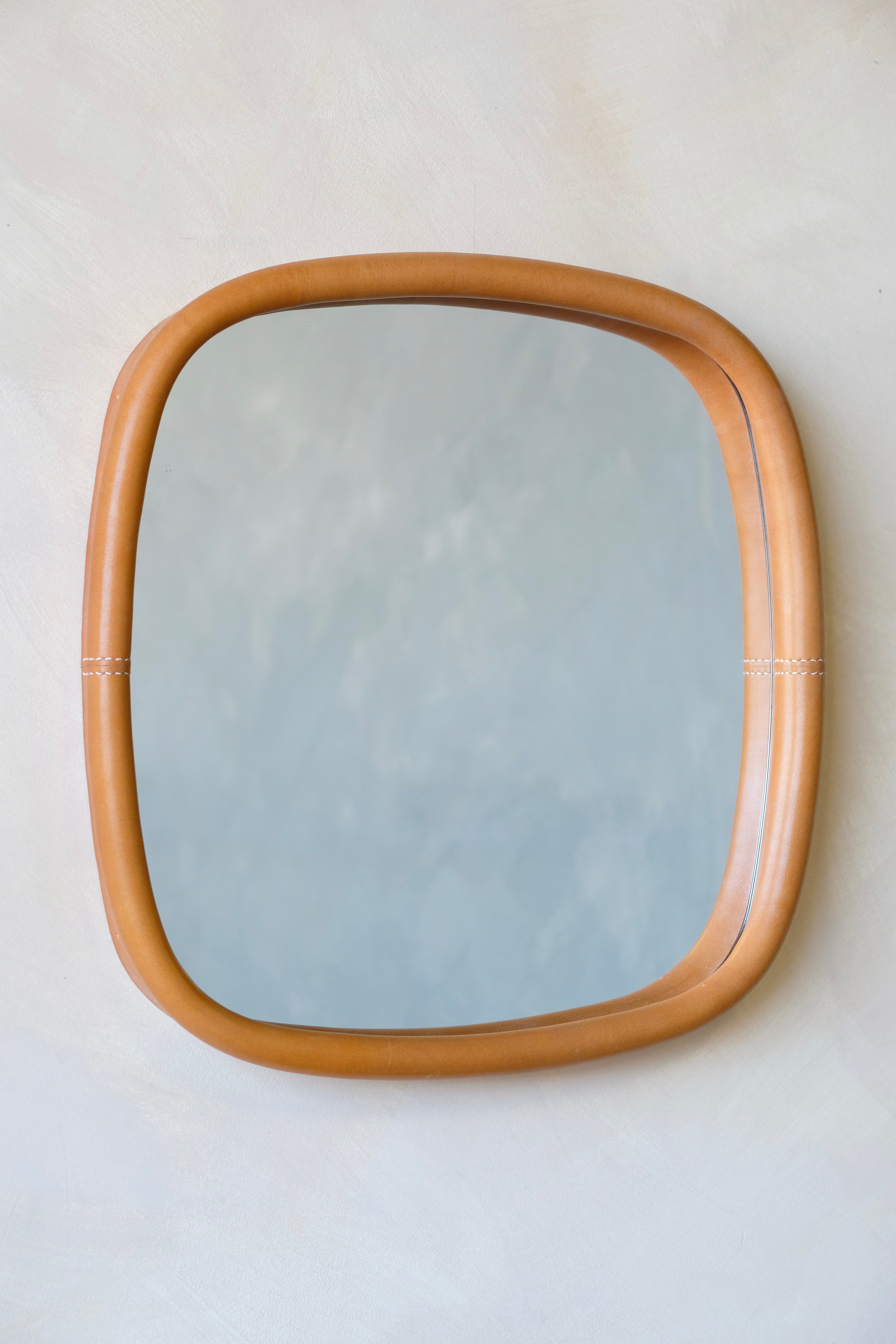 BOLSTER - Small Square - Leather Bound Mirror