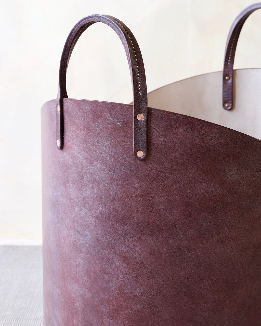 Large Leather Log Basket