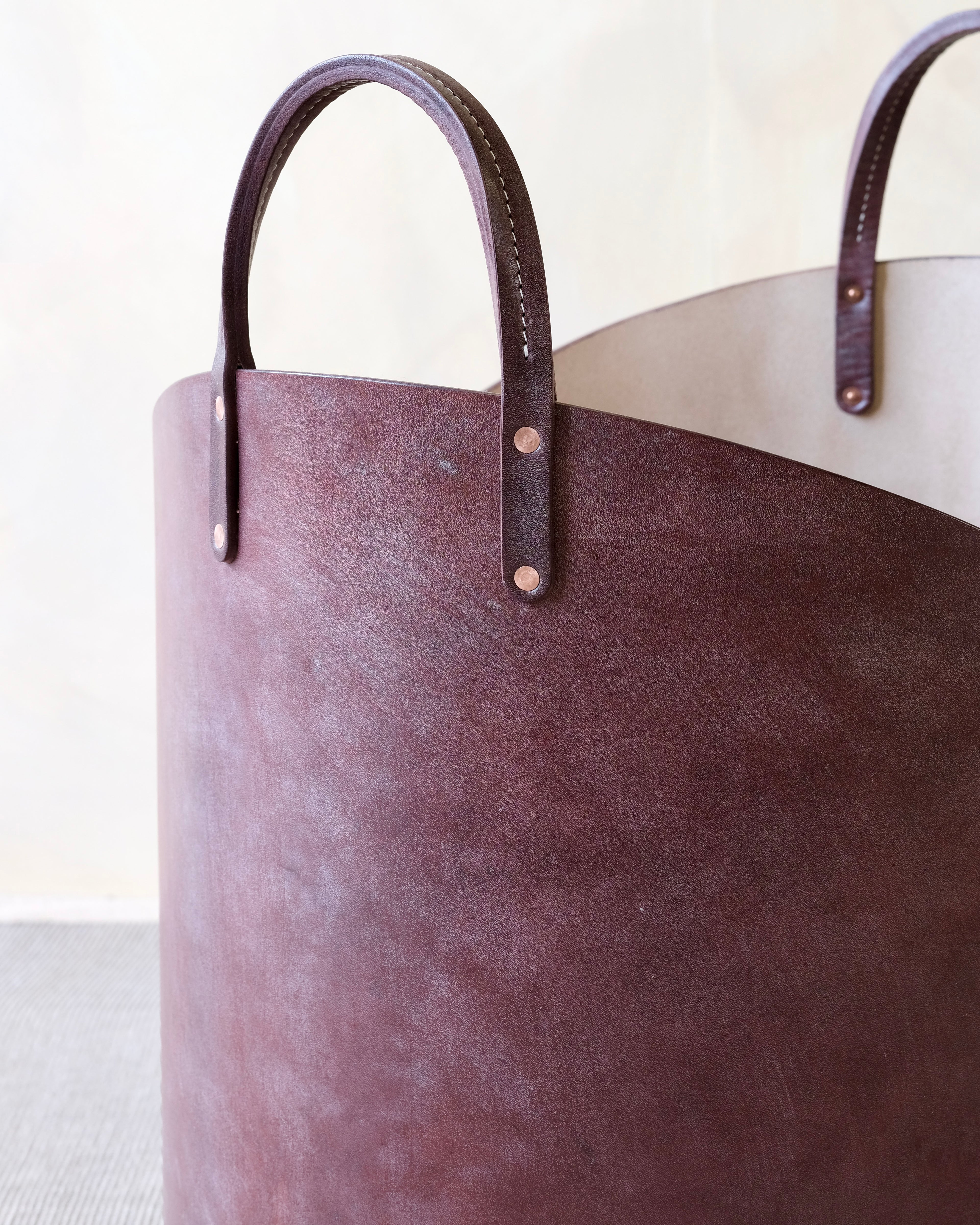 Large Leather Log Basket