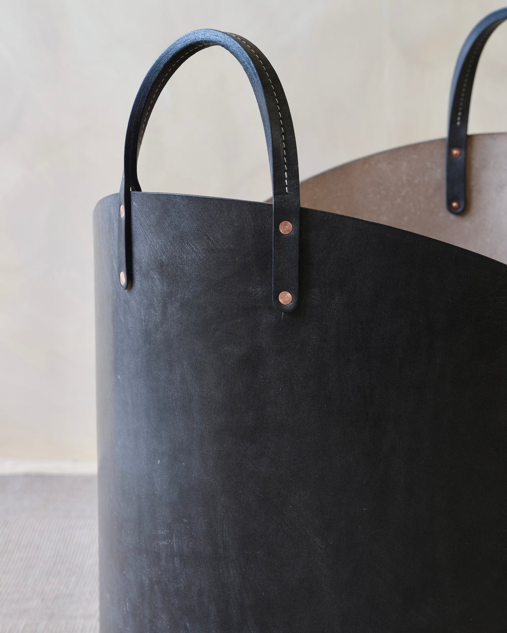 Large Leather Log Basket