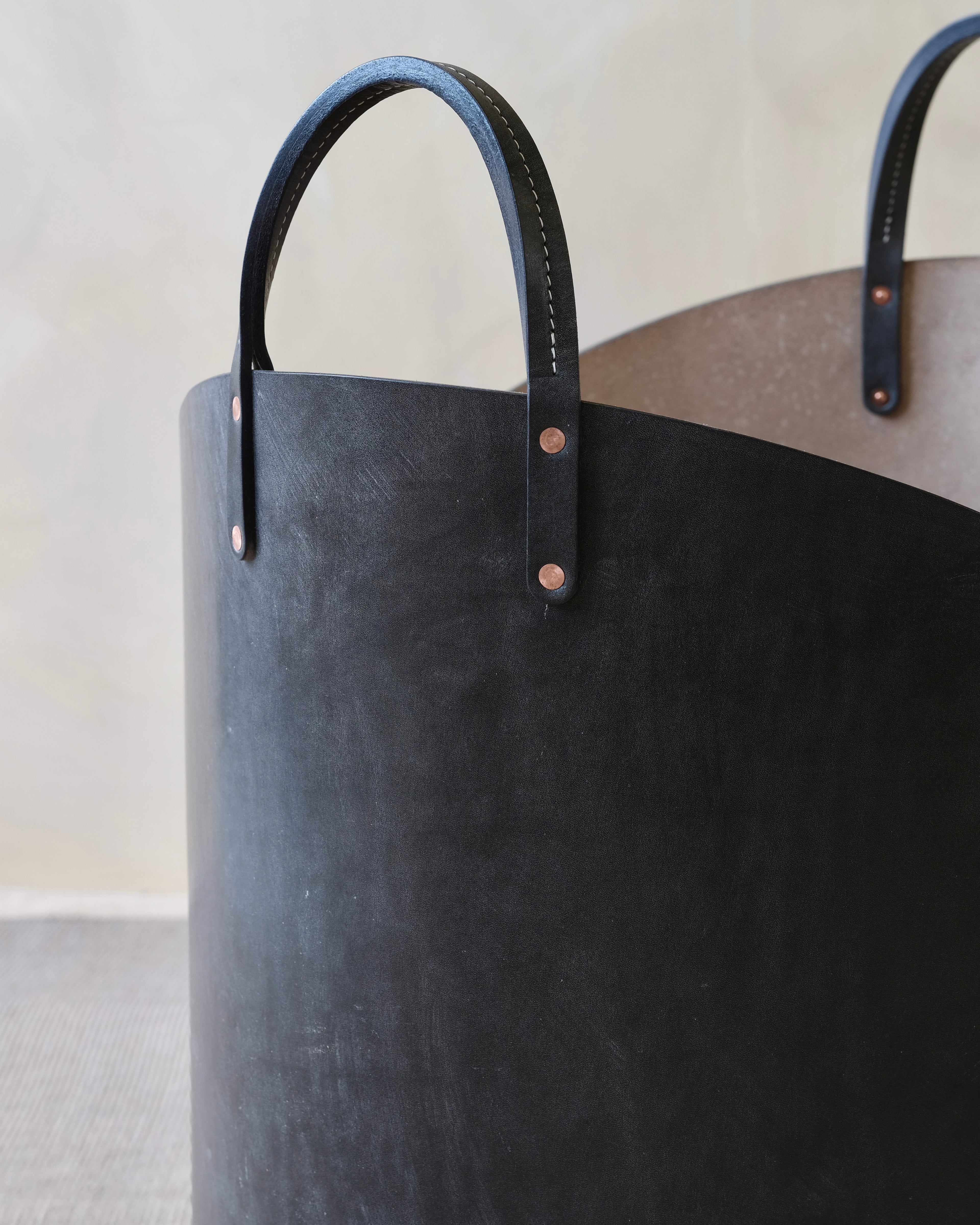 Large Leather Log Basket