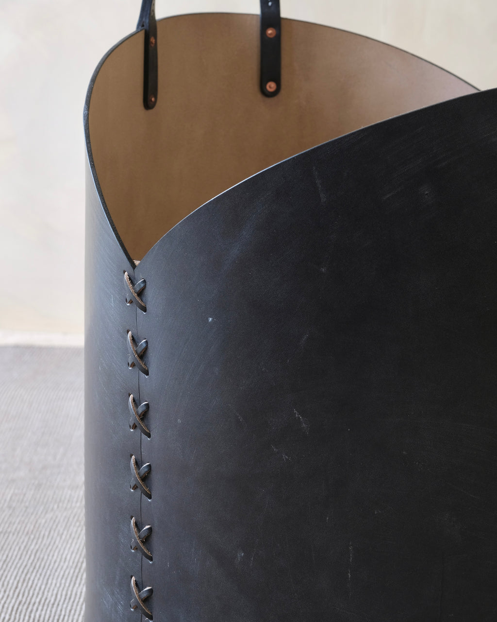 Large Leather Log Basket