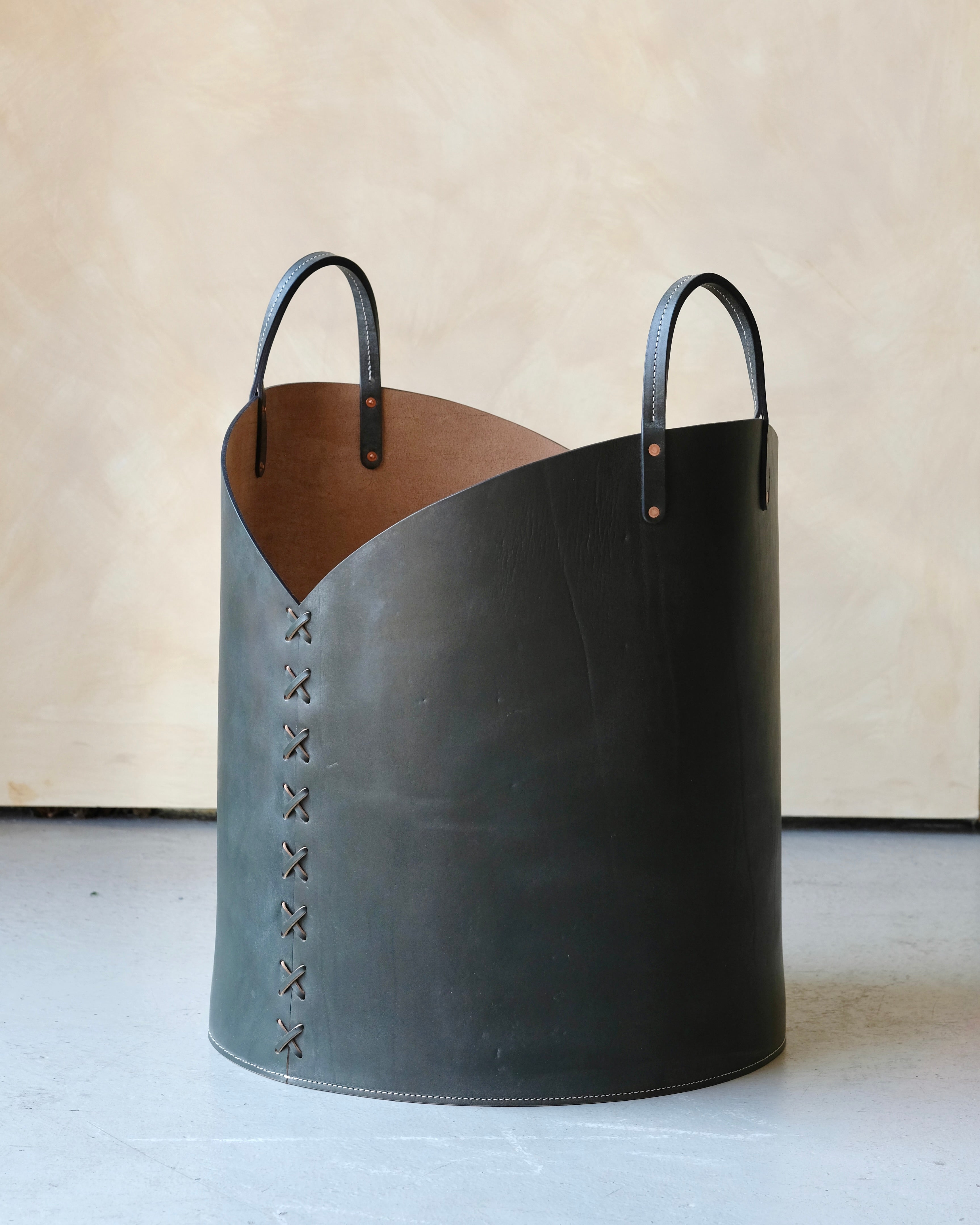 Large Leather Log Basket