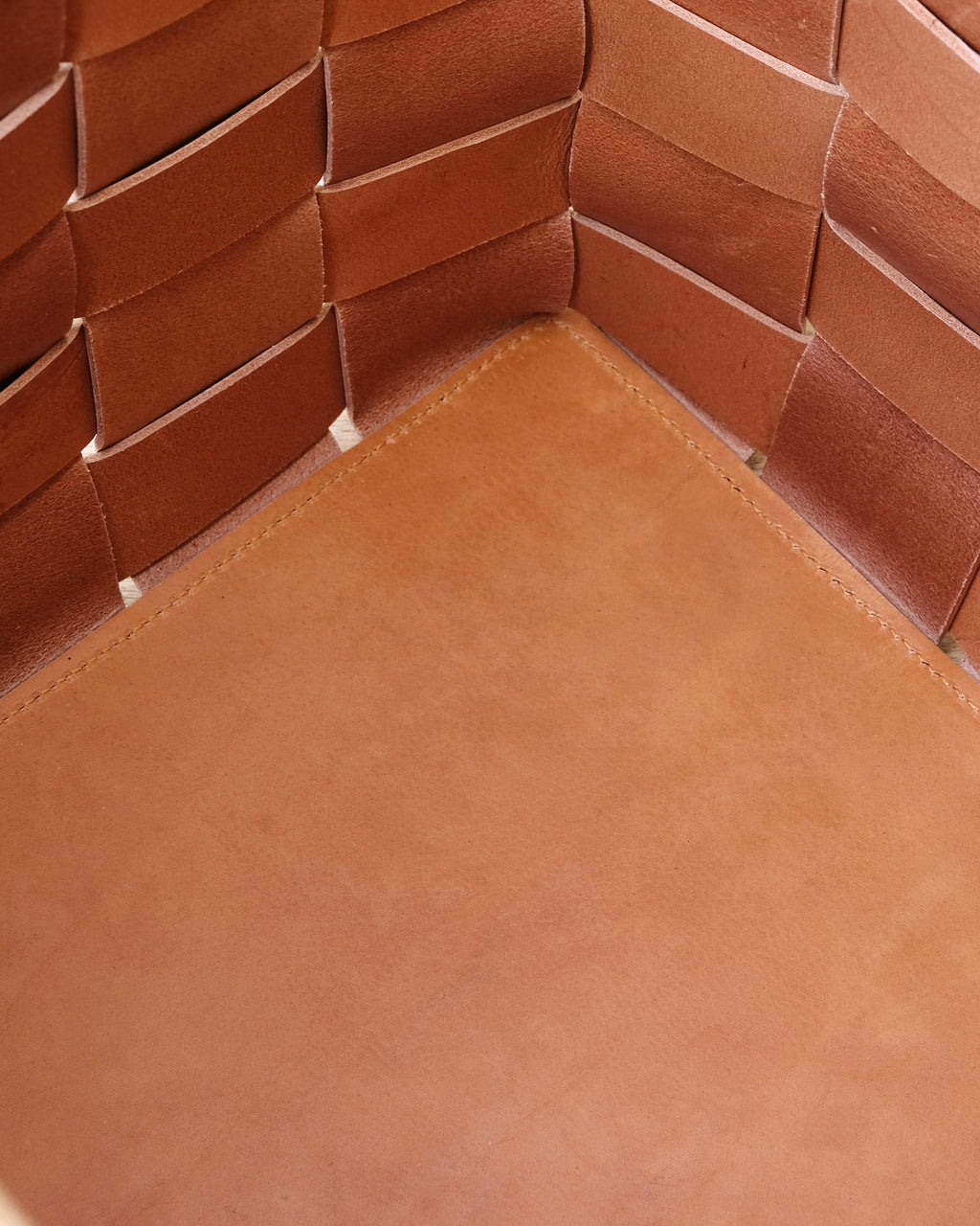 SERON - Medium - Woven Leather, Timber Framed Basket