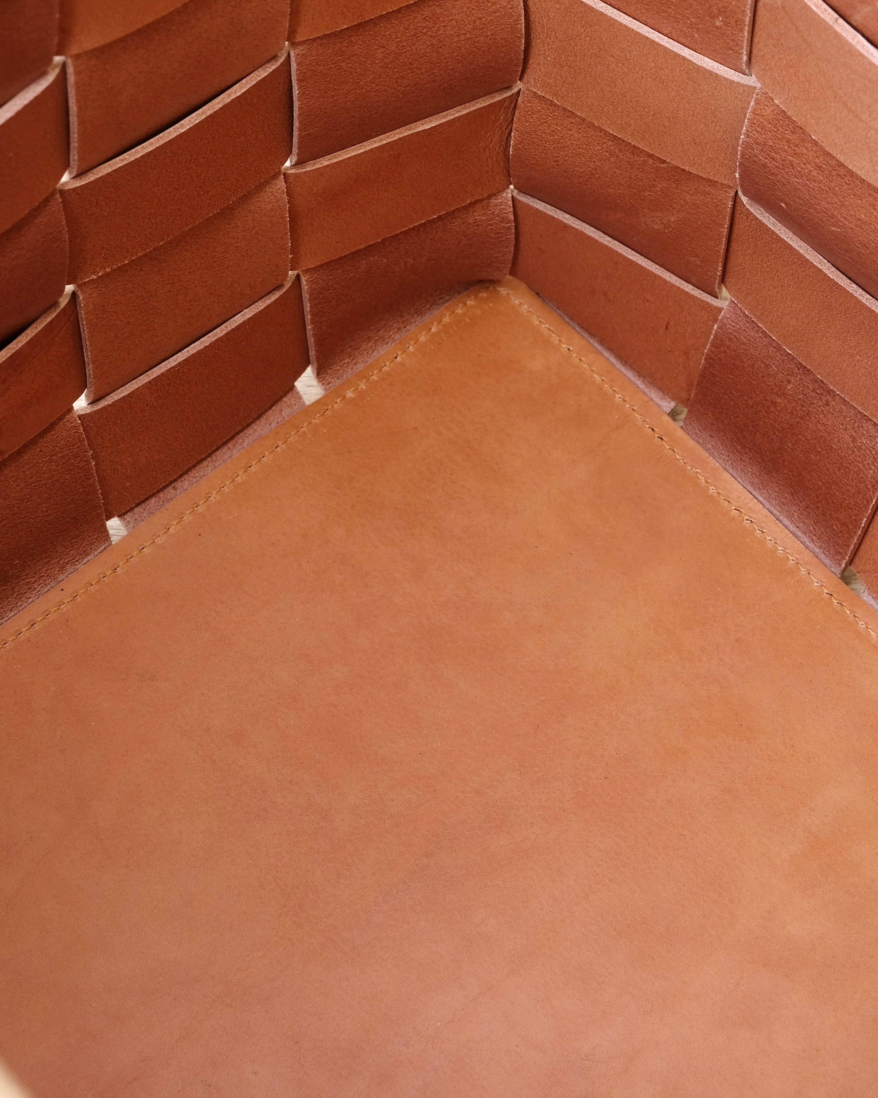 SERON - Medium - Woven Leather, Timber Framed Basket