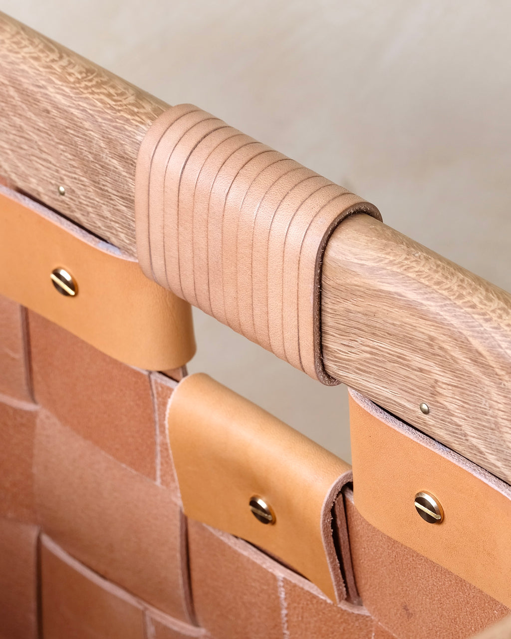 SERON - Medium - Woven Leather, Timber Framed Basket
