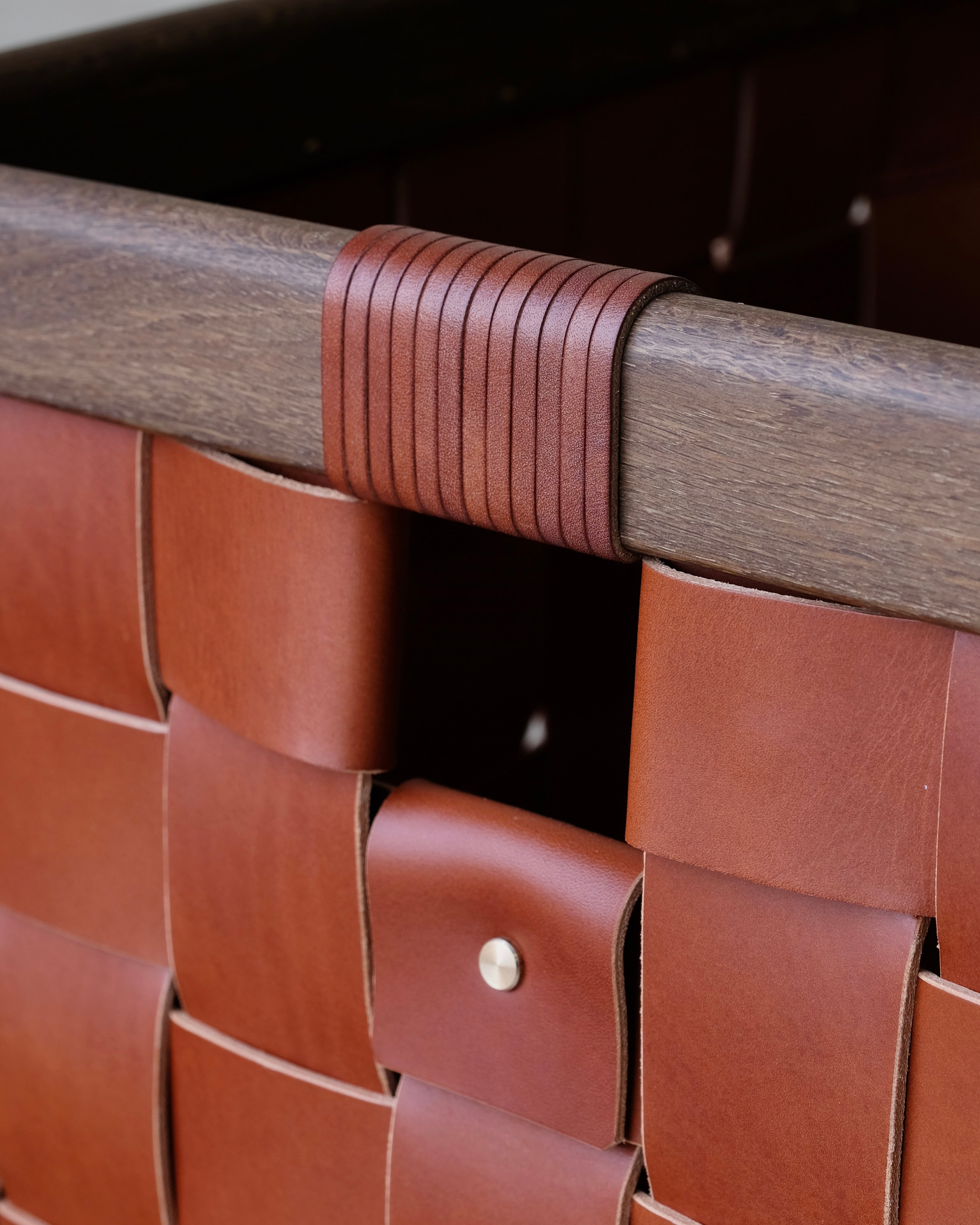 SERON - Large - Woven Leather, Timber Framed Basket