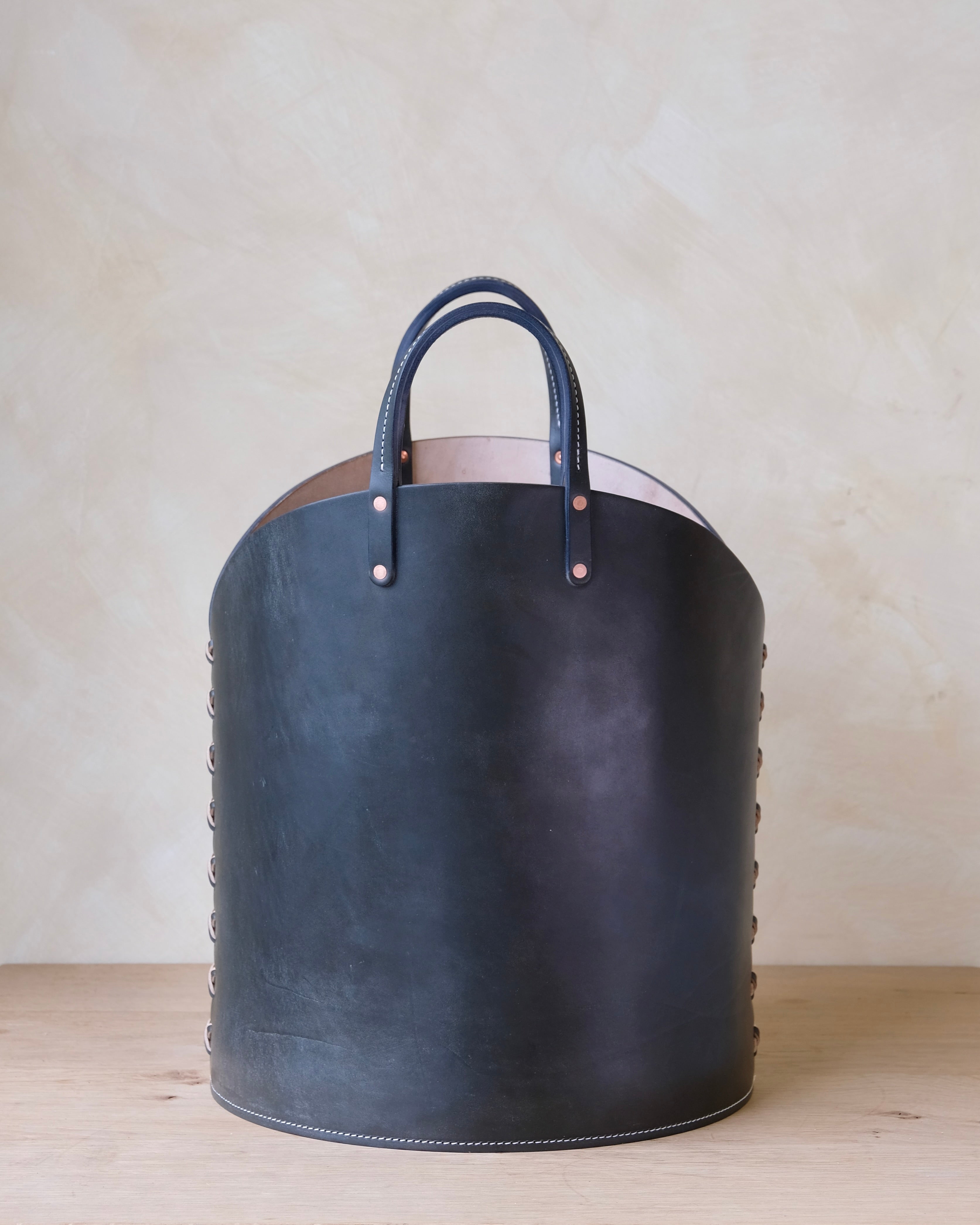 Medium Leather Log Basket