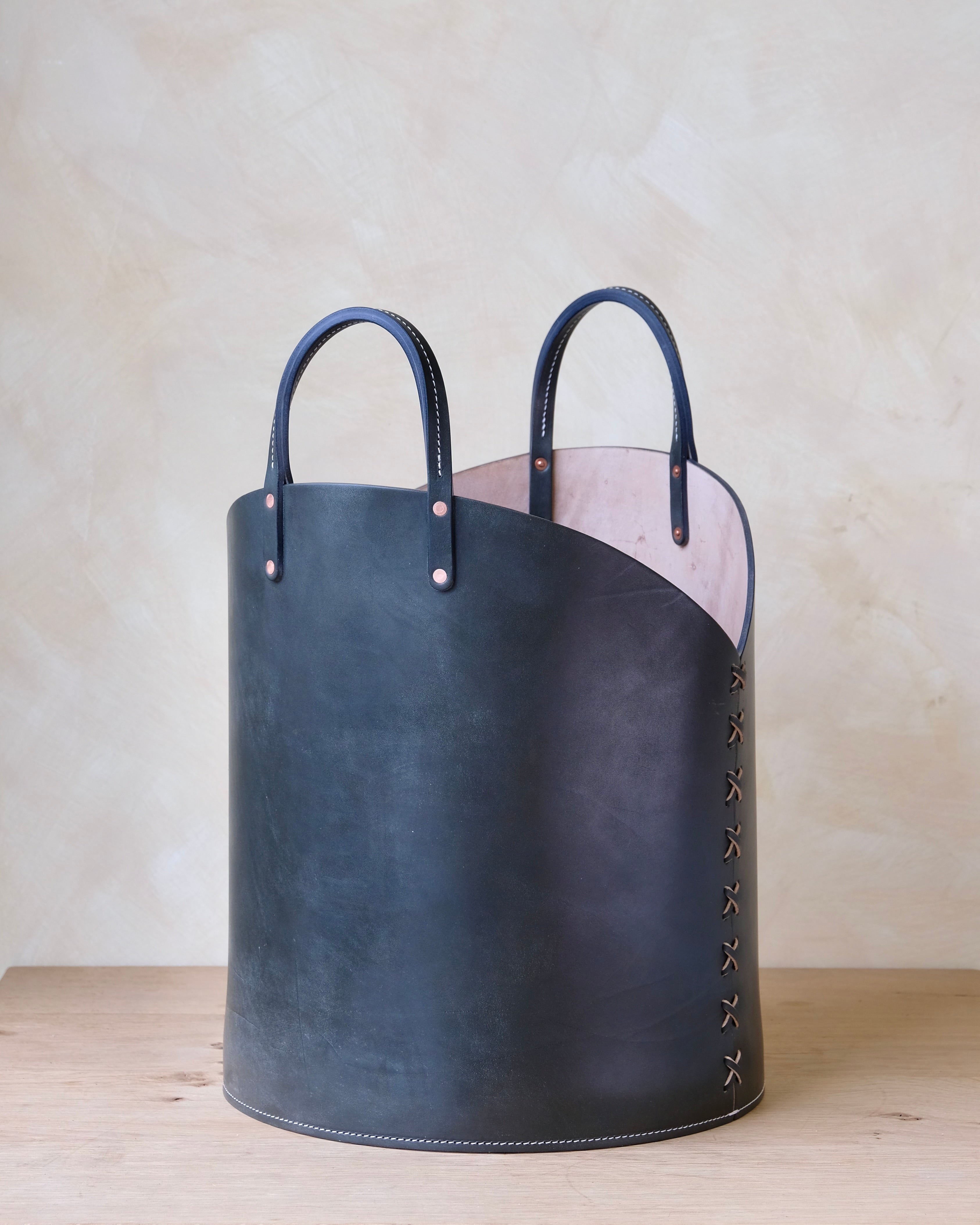 Medium Leather Log Basket