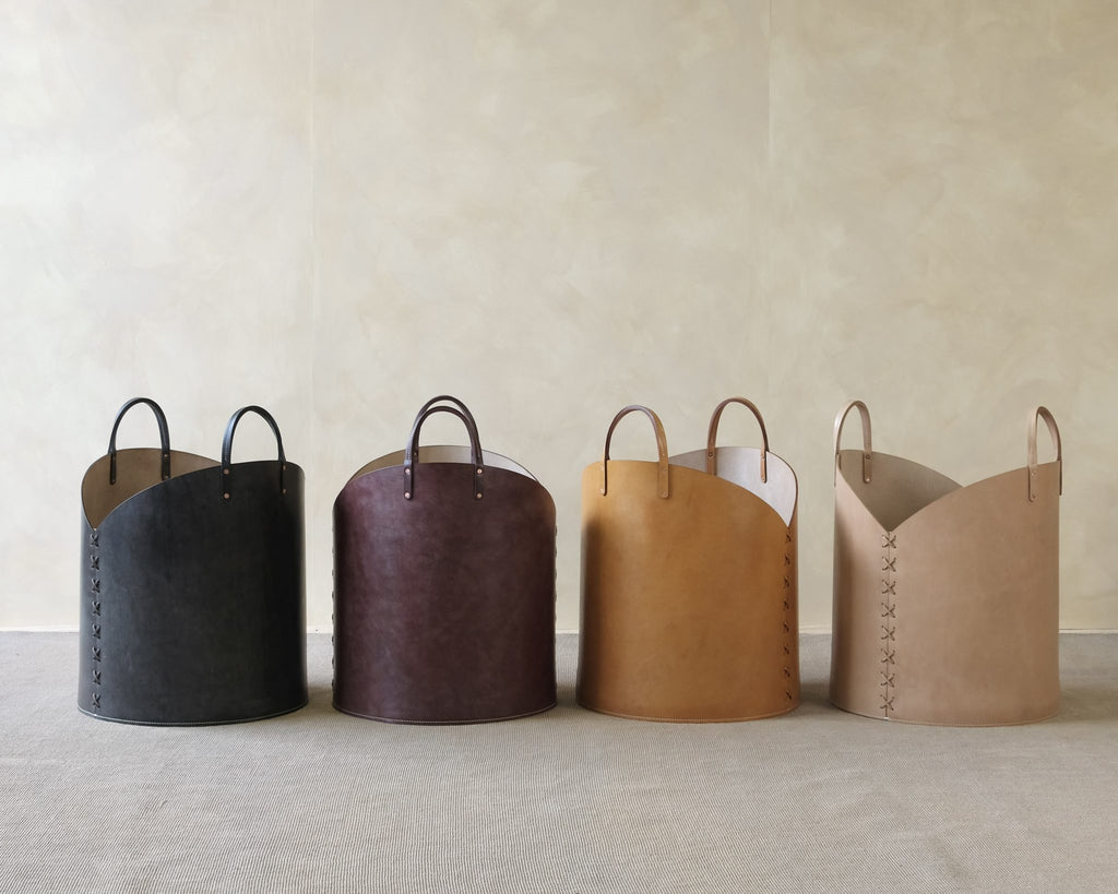 Large Leather Log Basket